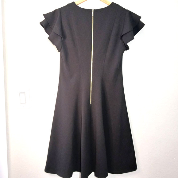 Tommy Hilfiger Formal Career Ruffle Short Sleeve Back Zipper Black Size 0 Dress - Picture 6 of 9